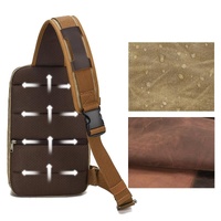 Retro Waxed Canvas Chest Bag Large Capacity Shoulder Crossbody Bag For Men - Khaki thumbnail