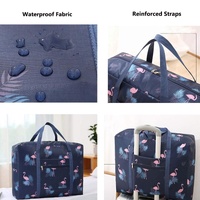 Waterproof Foldable Travel Bag - Compact & Durable - Navy Blue Flamingo thumbnail