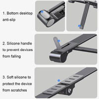 Foldable Aluminum 3-in-1 Phone Tablet Stand - Portable Storage - Silver thumbnail
