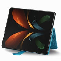 Embossed Mandala Leather Phone Case for Samsung Galaxy z Fold 4 - Blue thumbnail