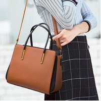 Large Capacity 4-in-1 Messenger Handbag with Fashionable Colour Block Design - Black thumbnail