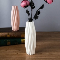 Set of 3 Creative Plastic Camellia Vases for Wet and Dry Decor - Pink thumbnail