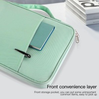 Leather Portable Bag with Cloth Texture - Green thumbnail