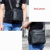 Men Cowhide Leather Crossbody Bag Vertical Shoulder Business Bag Coffee thumbnail