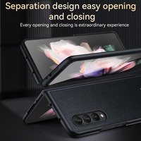 Handmade Leather Shockproof Tpu Case for Samsung Galaxy z Fold 4 - Blue thumbnail