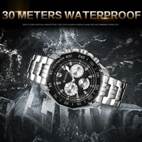 Waterproof Quartz Watch for Men - Casual Business Style - White Shell Black thumbnail