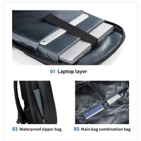 Large Capacity Waterproof Laptop Backpack with Usb Port for Business Travel - Blue thumbnail