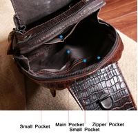 Men Cowhide Crocodile Texture Crossbody Chest Bag One Shoulder Design - Crocodile Head thumbnail