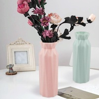 2-pack Plastic Round Vases - Simple Anti-fall Home Decor Ornaments - Gray thumbnail