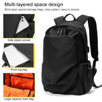 Multifunctional Oxford Laptop Backpack in Black thumbnail