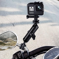 Motorcycle Rearview Mirror Mount for Action Cameras - 9cm Rod 20mm Ball Head Tripod Adapter thumbnail