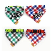 Cotton Plaid Dog Scarf Small And Medium-Sized Dog Saliva Towel - Size M 30-40Cm - Green thumbnail