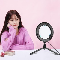 7.9 Usb 3 Modes Dimmable Dual Colour Led Ring Light with Mirror for Vlogging and Photography - Black thumbnail