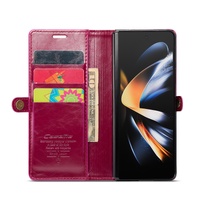 Premium Crazy Horse Leather Phone Case for Samsung Galaxy z Fold 4 - Coffee thumbnail