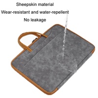 Waterproof Leather Computer Bag - 15 / 15.6 / 16 Inches Fully Open & Portable - Gray Black thumbnail