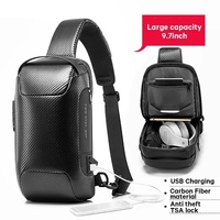 Carbon Fiber Anti Theft Waterproof Crossbody Chest Bag For Men & Women 34 X 18 X 10Cm - Black thumbnail