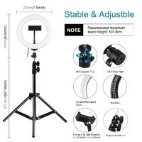 7.9 Led Ring Light with Tripod and Phone Clamp - 3 Modes Dual Colour Temperature Dimmable - Black thumbnail