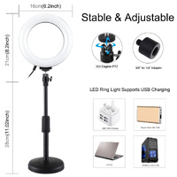 Usb 10 Modes 8 Colour Led Ring Light with Tripod Mount - 6.2 Inch Diameter thumbnail