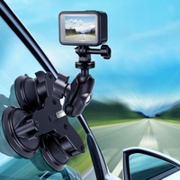 Triangle Suction Cup Mount for Gopro with Tripod Adapter and Phone Clamp thumbnail
