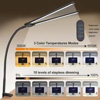 Double Head Clip Desk Lamp with Gooseneck Tube Led in Black thumbnail