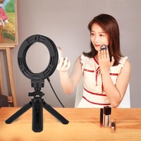 6.2 Led Ring Light with Usb 3 Modes Dimmable Vlogging Photography Video Pocket Tripod Mount Cold Shoe Ball Head Black thumbnail