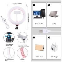 20cm Usb Dual Colour Led Ring Light with Phone Clamp - Black thumbnail