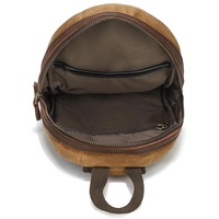 Canvas & Leather Men Chest Bag Crossbody & Waist Bag Combo - Khaki thumbnail