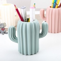 Cactus-shaped Vase Creative Desktop Pen Holder for Home Decor - Milk White thumbnail