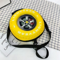 Kindergarten Shoulder Bag - Tire Shaped for Kids - Black thumbnail