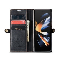 Vintage Rfid Leather Phone Case for Samsung Galaxy z Fold 4 - Coffee thumbnail