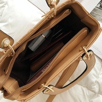 Leather Crossbody Bag with Rhombus Pattern for Women - Brown thumbnail