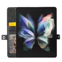 Leather Grid Texture Phone Case with Lanyard for Samsung Galaxy z Fold 4 - Brown thumbnail