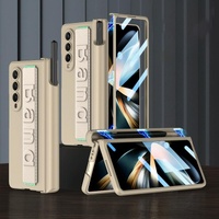 Foldable Phone Case with Magnetic Hinge and Wrist Strap for Samsung Galaxy z Fold 4 - Portable and Secure - Black thumbnail