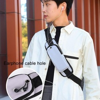 Men Oxford Cloth Chest Bag Casual Crossbody Shoulder Backpack - Light Grey thumbnail