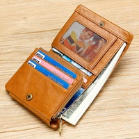 Multi-functional Oil Wax Leather Rfid Wallet - Coffee thumbnail