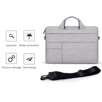 14.1-15.4 Inch Portable Laptop Shoulder Bag in Oxford Cloth & Nylon - Hemp Gray thumbnail