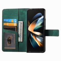 Vintage Magnetic Wallet Case for Samsung Galaxy z Fold 4 - Zipper Closure - Green thumbnail