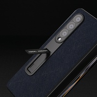 Cross Texture Leather Phone Case with Holder for Samsung Galaxy z Fold 4 5g - Red thumbnail