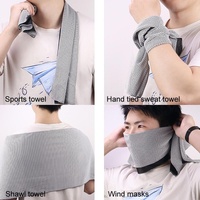 Portable Quick Dry Sports Towel Set with Silicone Sleeve and Storage Bag - 30x80cm - Grey - 30X90Cm thumbnail