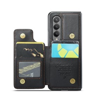 Leather Rfid Phone Case for Samsung Galaxy z Fold 4 5g - Wine Red thumbnail