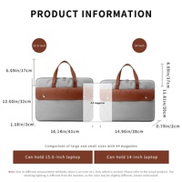 Stylish Pu Leather Laptop Bag - Briefcase Cover - Grey - 15.6 Inch thumbnail