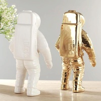 Salute Astronaut Ceramic Vase - Tabletop Decor with Dried Flowers - Silver thumbnail