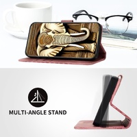 Embossed Elephant Head Phone Case for Samsung Galaxy z Fold 4 5g with Lanyard - Black thumbnail