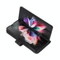 Samsung Galaxy z Fold 4 Leather Phone Case with Pen Slot - Horizontal Flip - Blue thumbnail