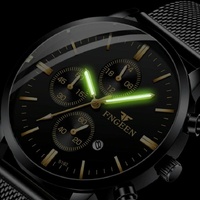 Men Three-eye Luminous Quartz Watch - Black / Gold thumbnail