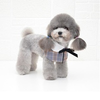 Dog Shawl Small Cloak Pet Bow Ttie Saliva Towel Pet Accessories - Size L - Navy Blue Grid thumbnail