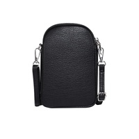 Litchi Texture Phone Crossbody Bag Leather Case For 5.5 Inch - 7.2 Inch Phones - Black thumbnail