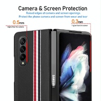 Shockproof Twill Phone Case for Samsung Galaxy z Fold 4 - Pc Tpu - Brown thumbnail