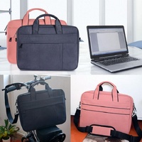 13.3 Inch Waterproof Anti-theft One-shoulder Handbag with Suitcase Belt - Pink thumbnail