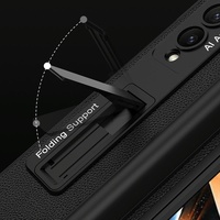 Leather Case with Holder & Pen Slots for Samsung Galaxy z Fold 4 - Thin & Shockproof - Gold thumbnail